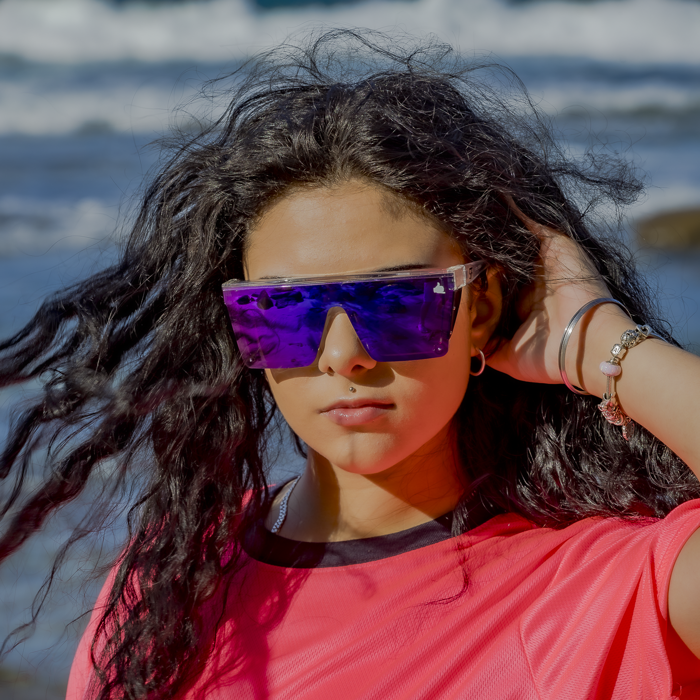 Person wearing safety glasses