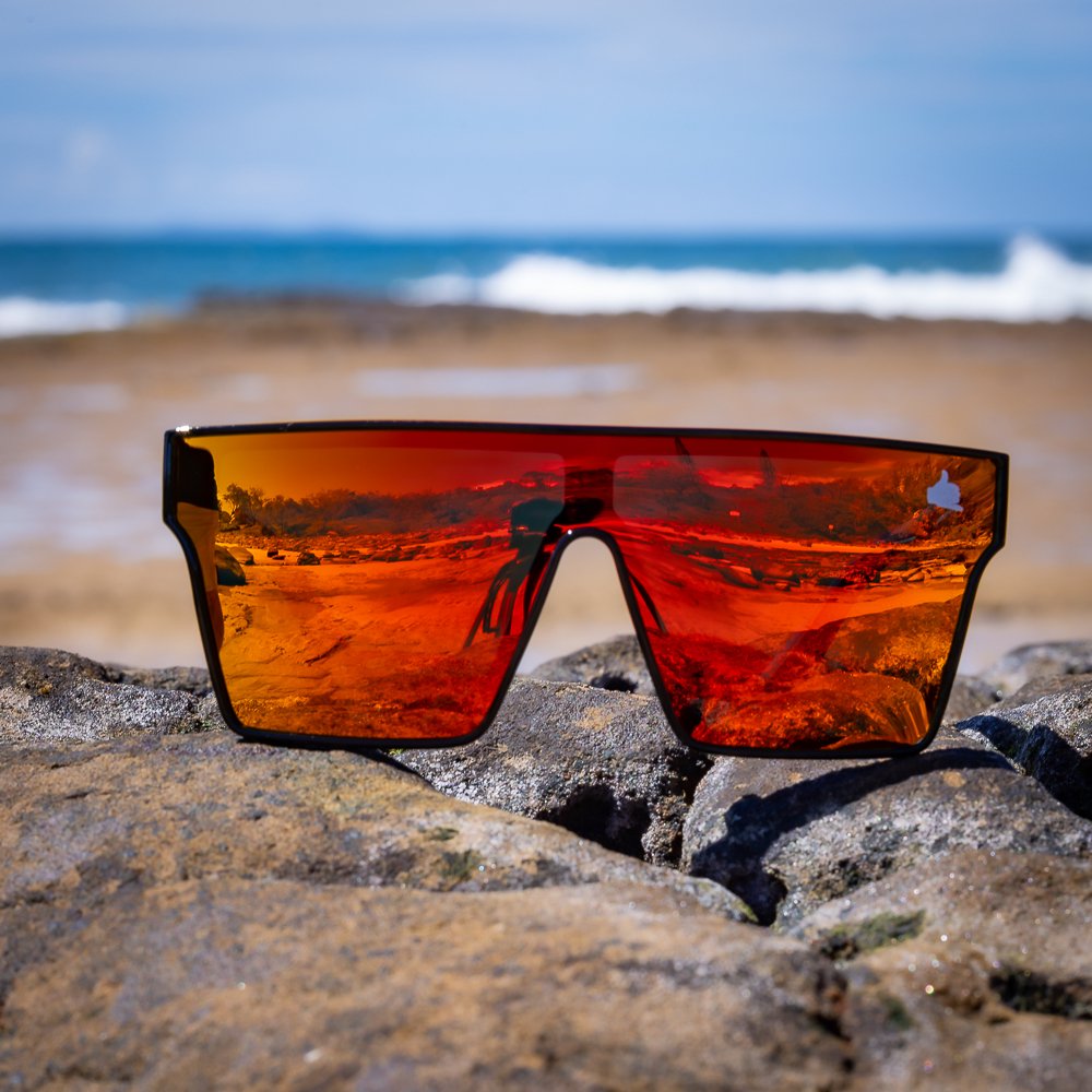 Sea Breeze Sunglasses - Polarised Lens Orange Front View - Stay Fancy